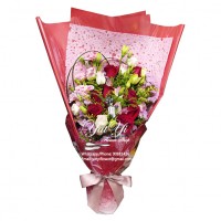 9 red colour Roses pink Bouquet